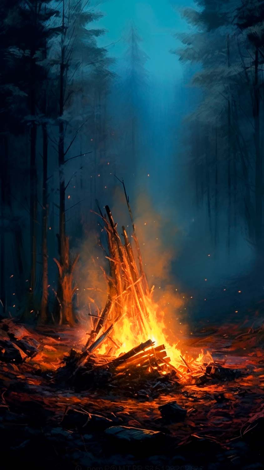 Forest Bonfire iPhone Wallpaper 4K
