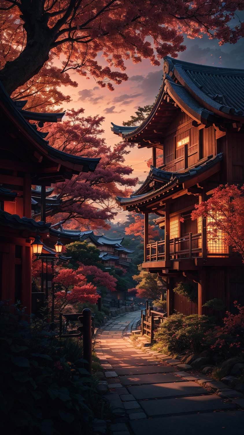 Japan Nature Streets iPhone Wallpaper 4K