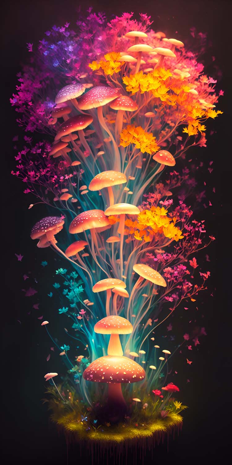 Mushroom Art iPhone Wallpaper 4K