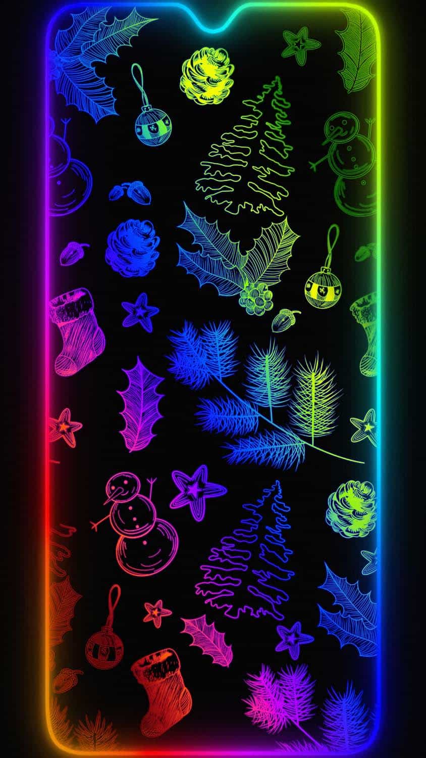 Neon Xmas iPhone Wallpaper