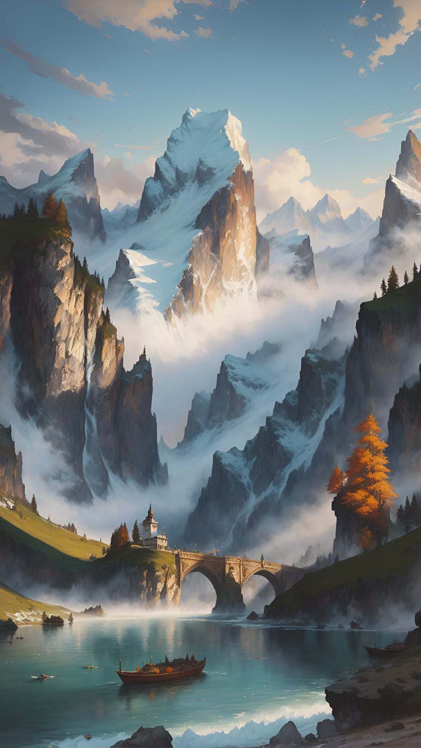 Snow Top Mountains Castle iPhone Wallpaper 4K