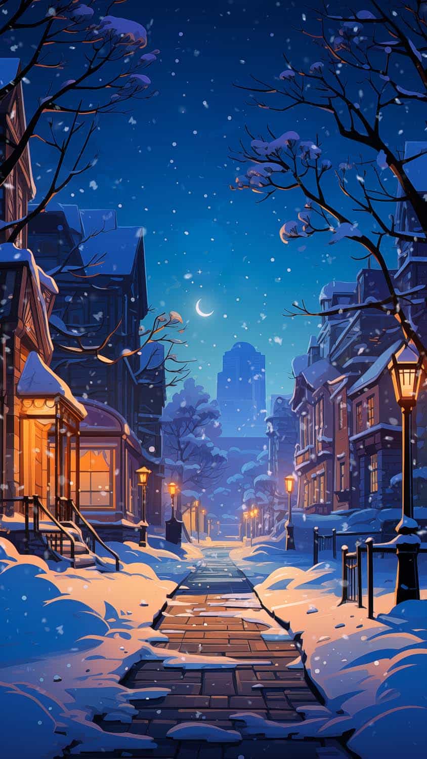 Snowfall Night iPhone Wallpaper