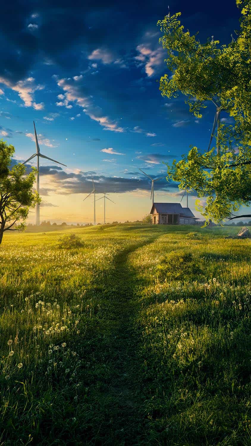 Windmills Farm iPhone Wallpaper 4K