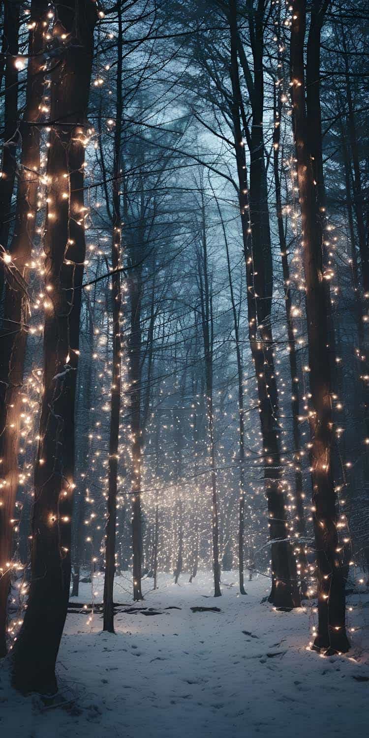 Winter Forest Lights Wallpaper