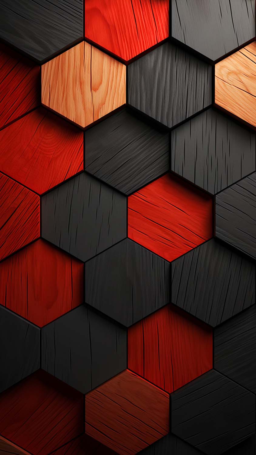 3D Black Red Hexagon Cool Wallpapers