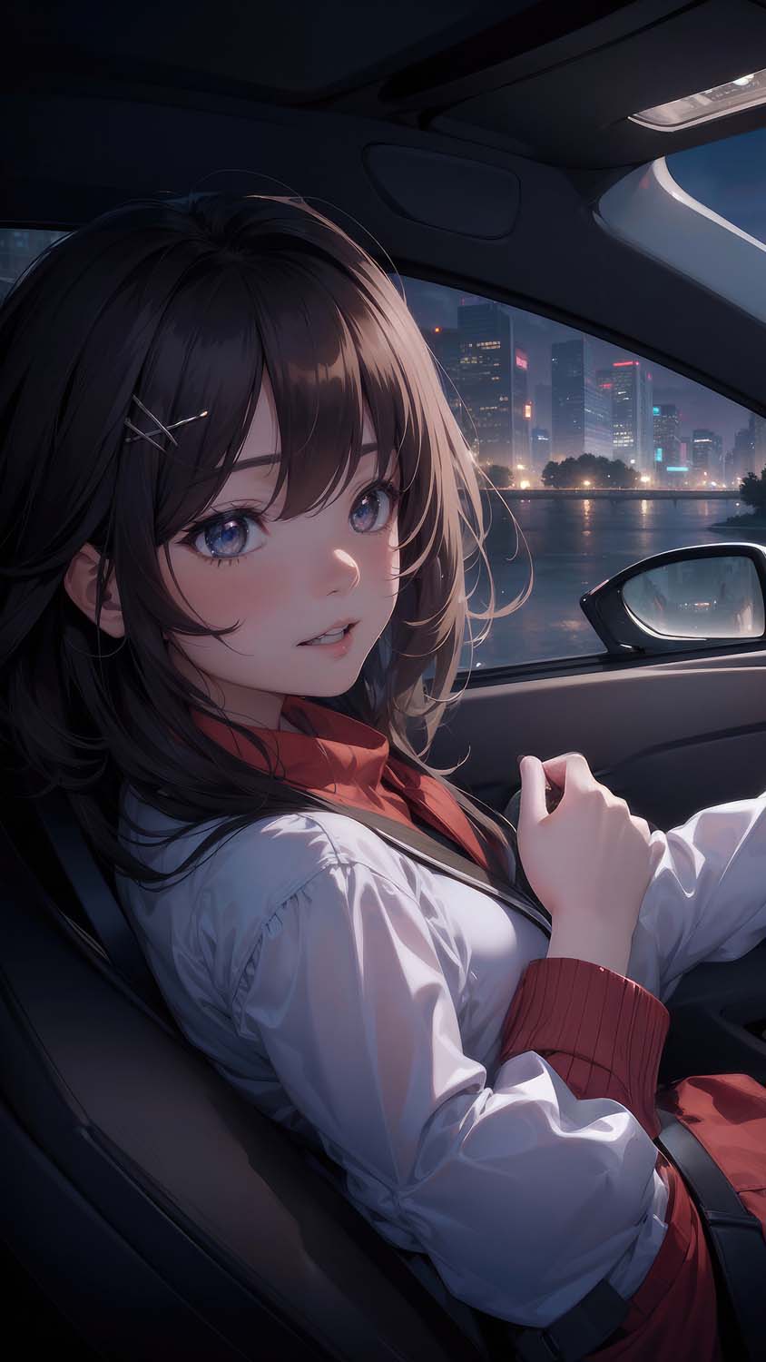 Anime girl in car Cool Wallpapers
