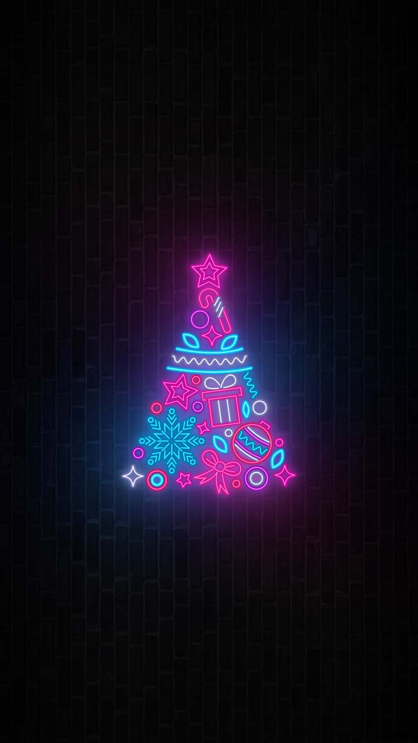 Christmas Tree Neon Glow iPhone Wallpaper