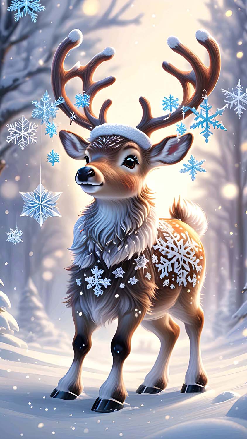 Cute Snow Deer iPhone Wallpaper