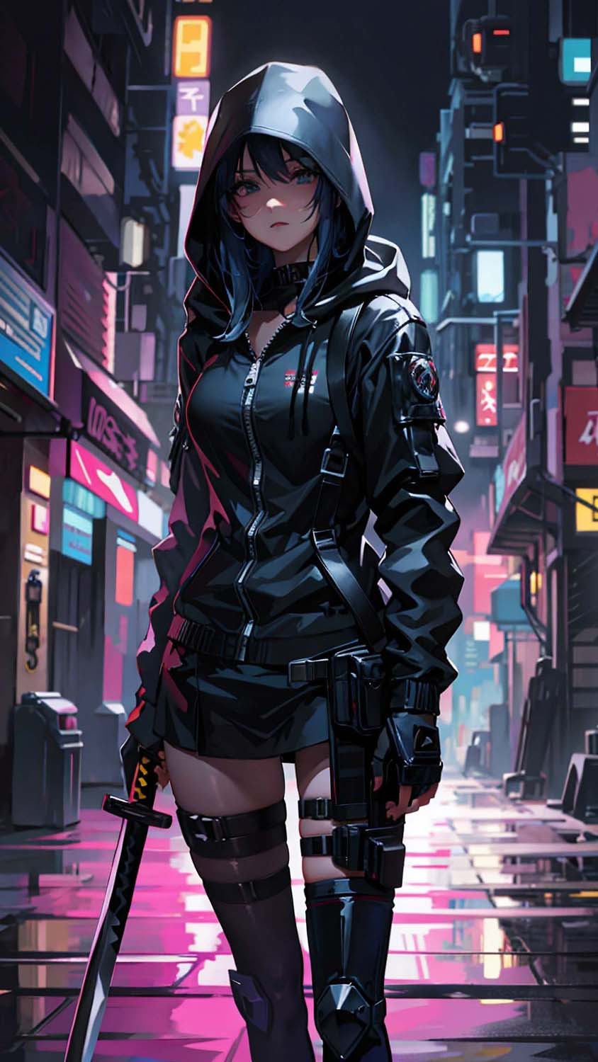 Cyberpunk Katana Girl