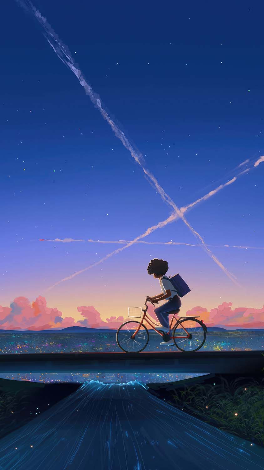 Cycling to School Vibes iPhone Wallpaper