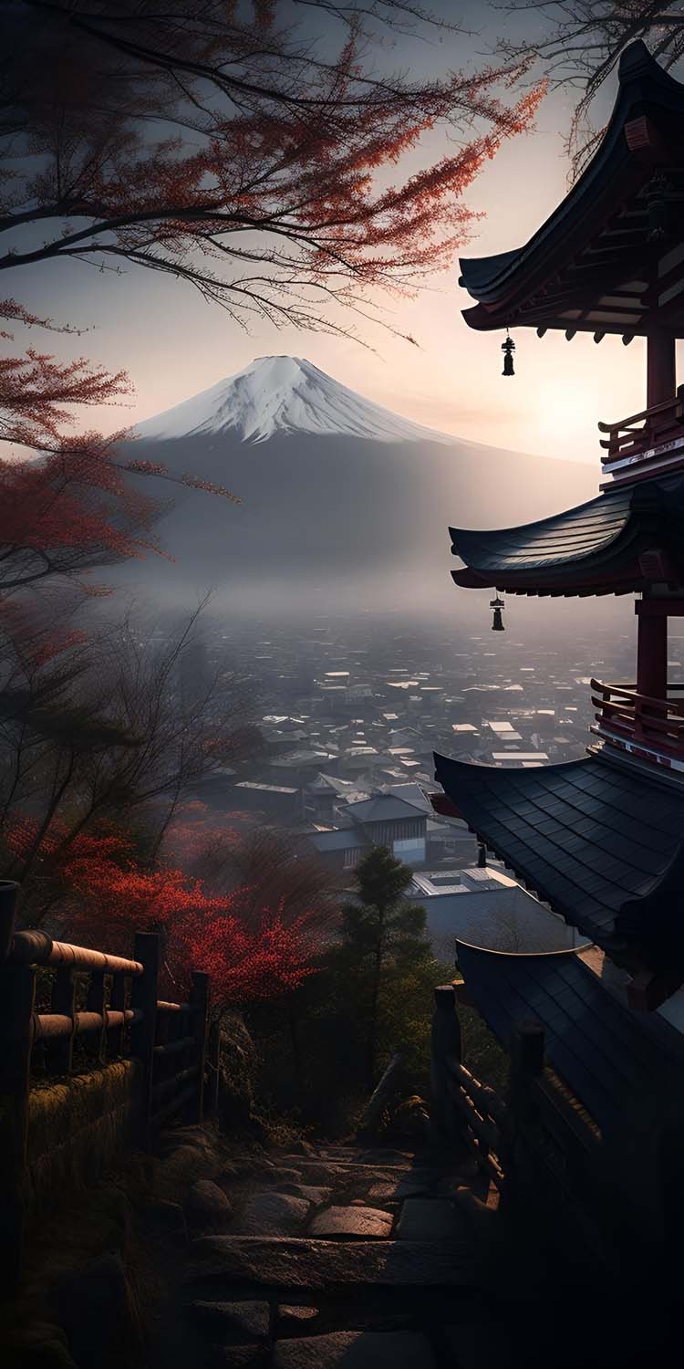 Fuji Temple iPhone Wallpaper HD