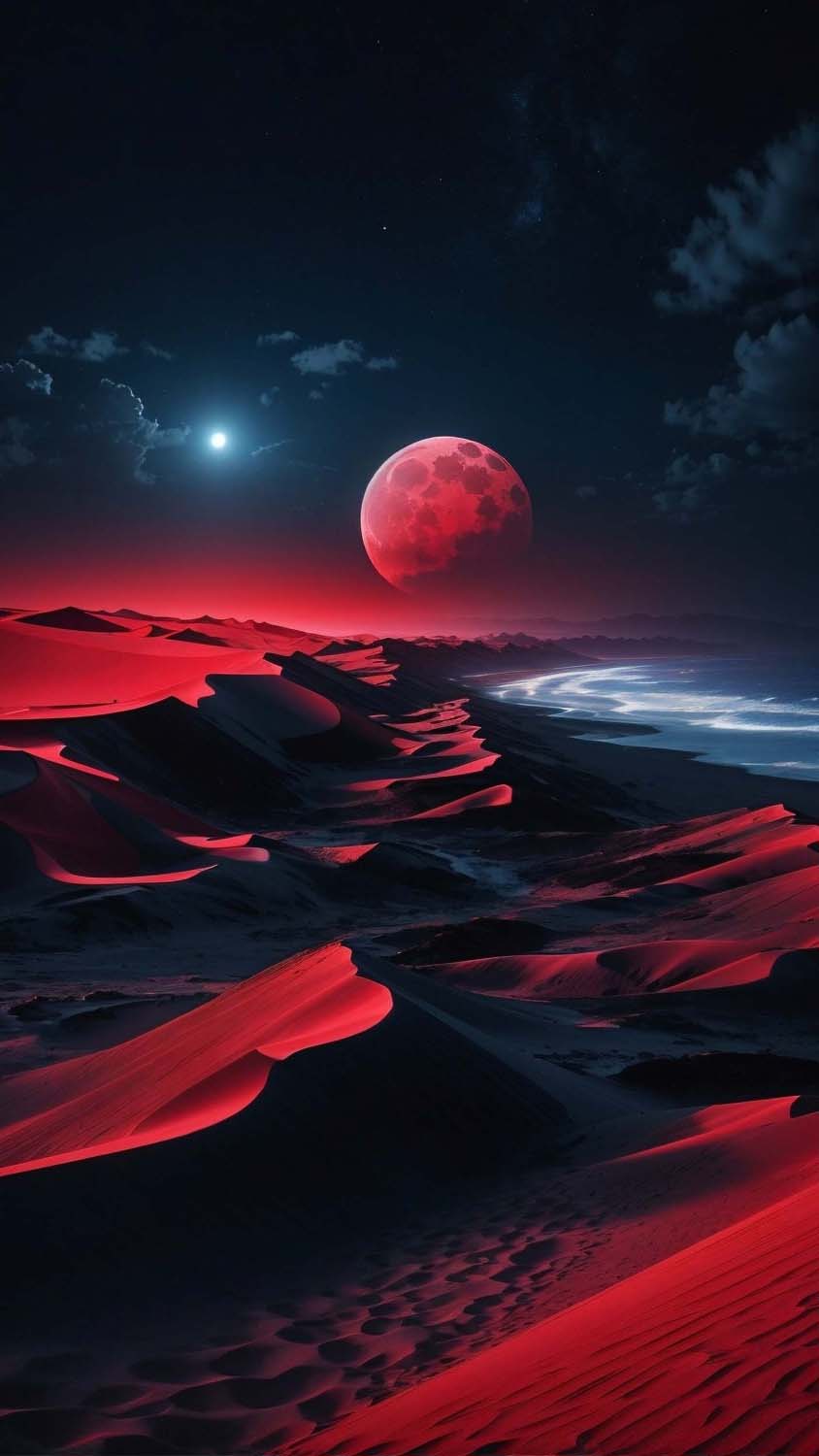 Red Moon Desert iPhone Wallpaper