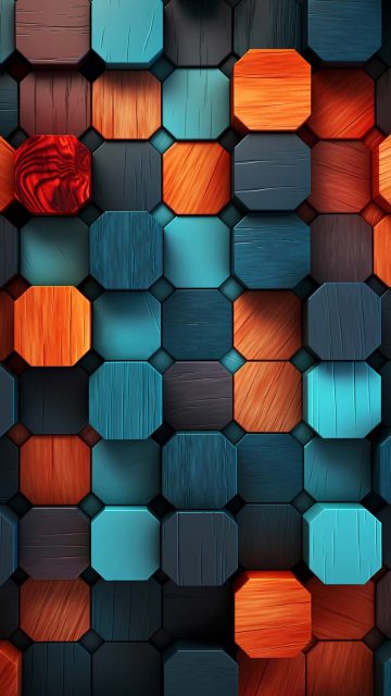 3D Colorful Blocks iPhone Wallpaper