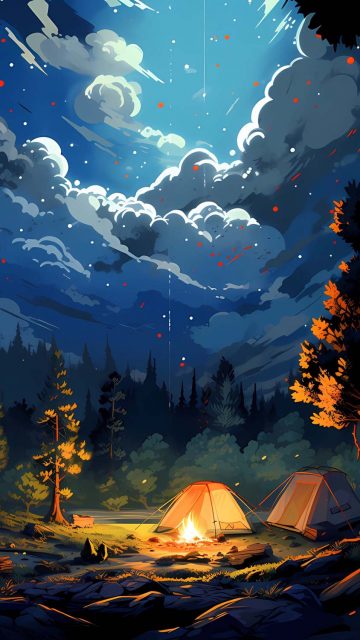 Bonfire Camping HD Wallpaper