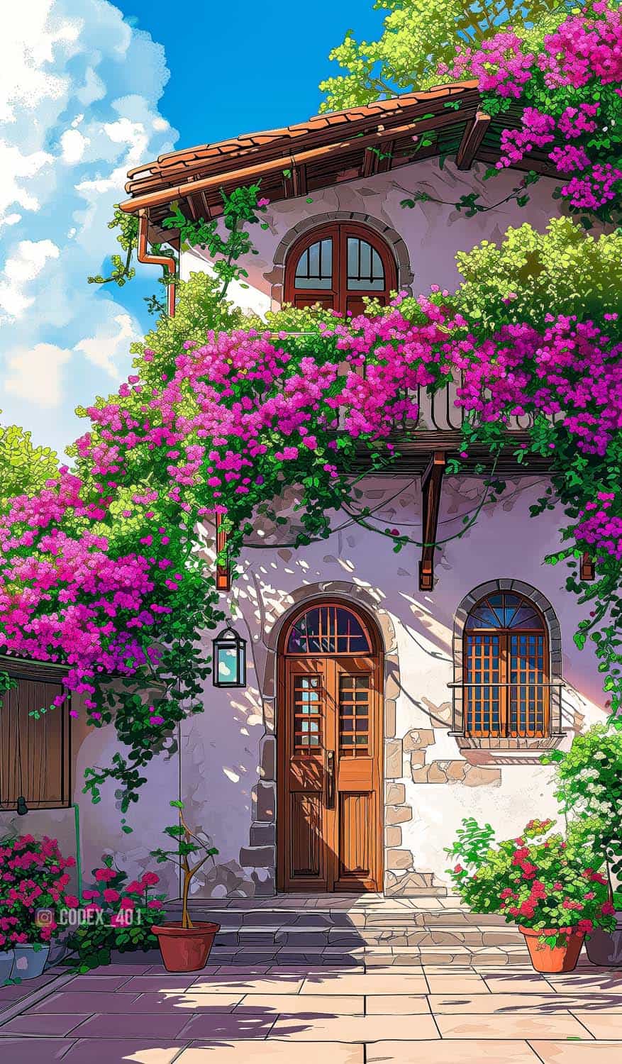 Floral House Asthetic Wallpaper