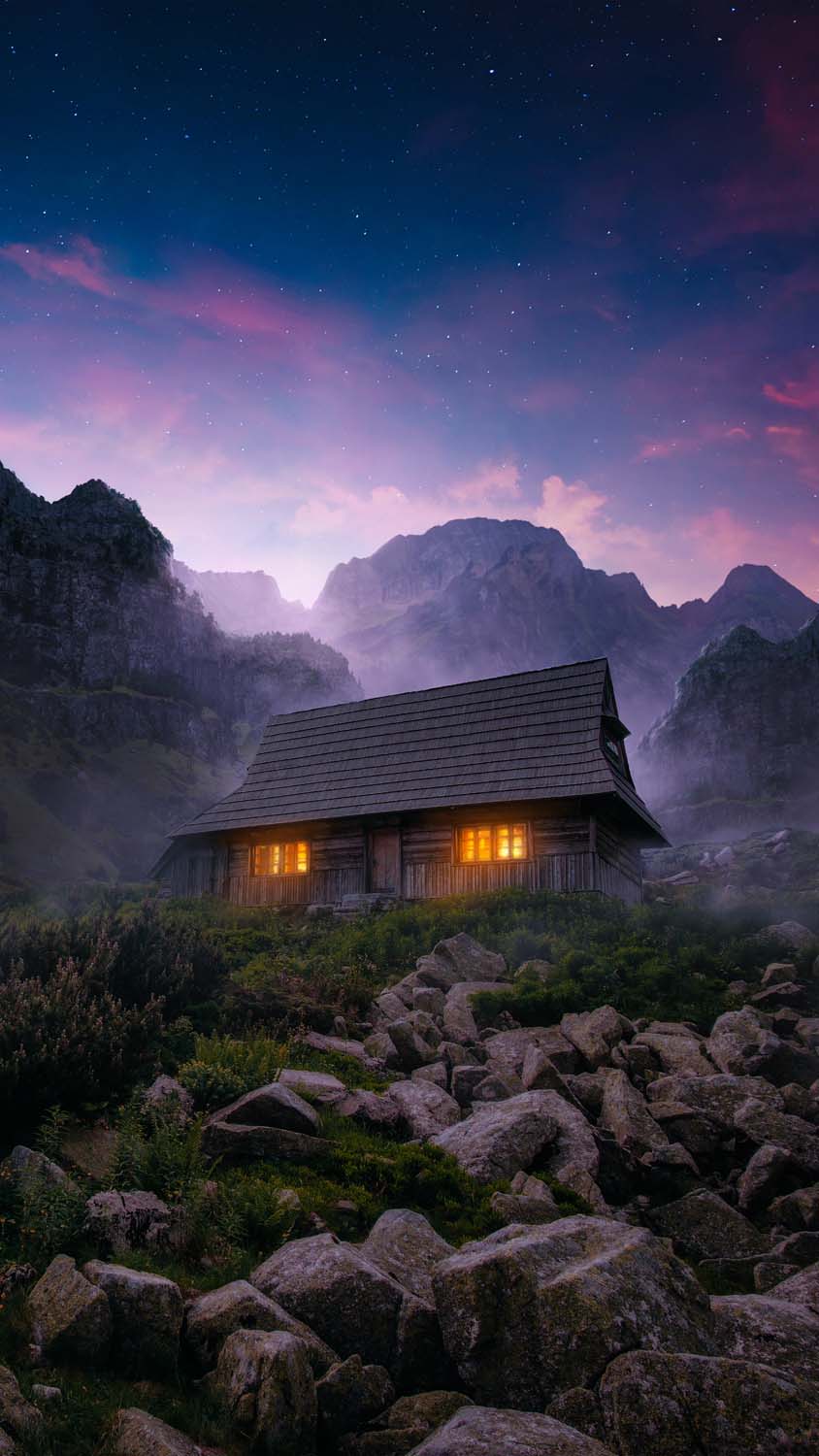 Home Between Mountains Asthetic Wallpaper