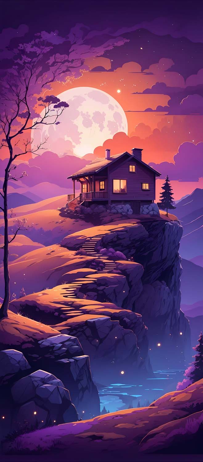 House on Cliff Asthetic Wallpaper