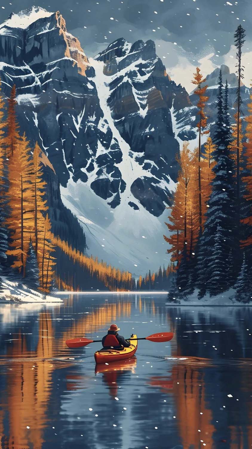 Kayaking in Snow Lake Asthetic Wallpaper