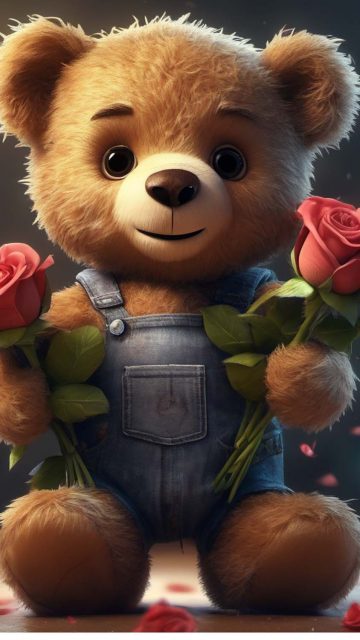 Teddy with Rose HD Wallpaper
