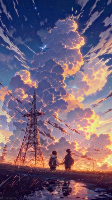 Anime Artwork Cloudy Sky Wallpaper HD