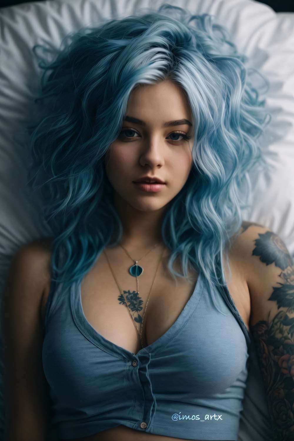 Blue Hairs Girl Wallpaper HD