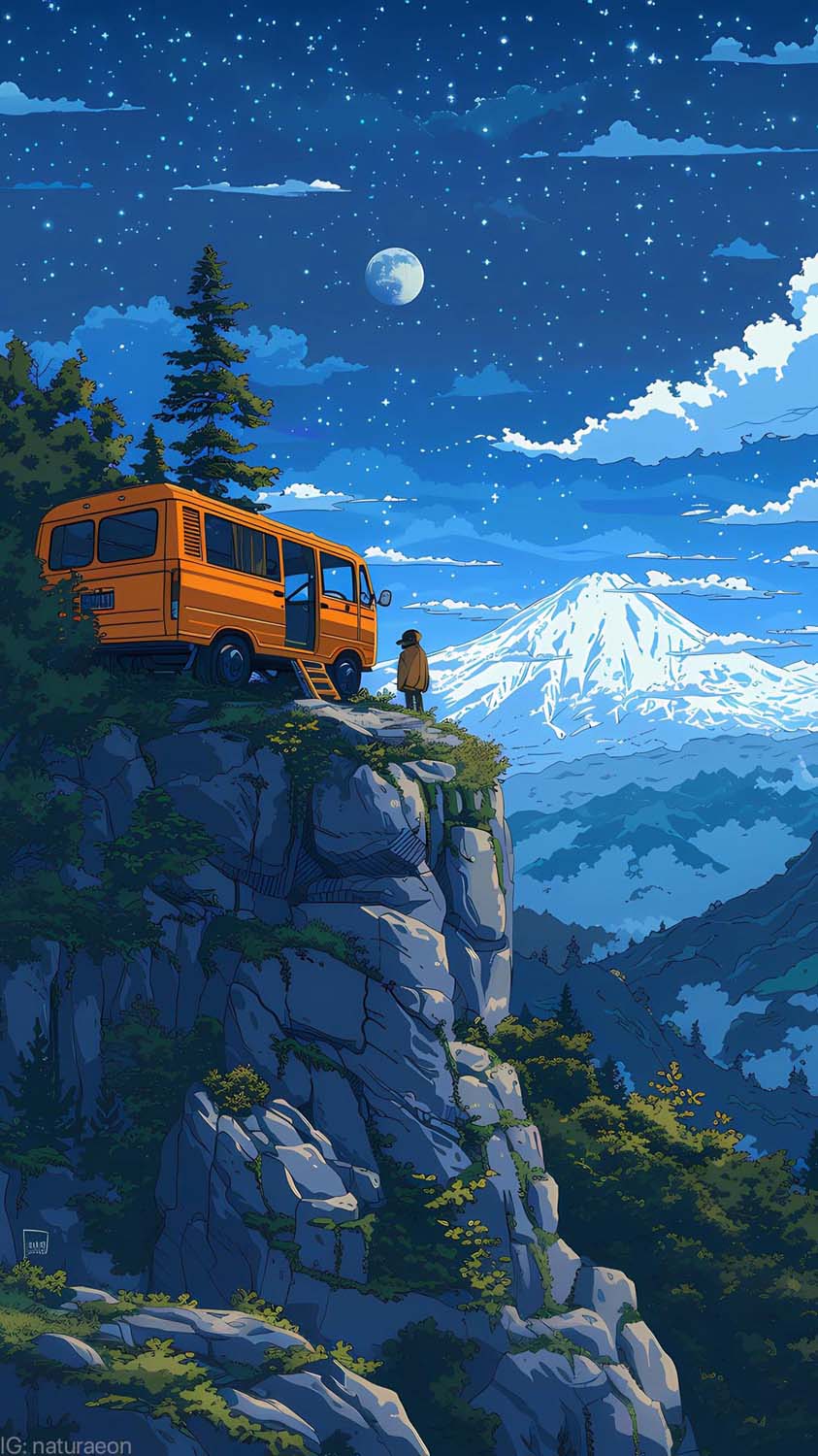 Camping on Mountain Peak Wallpaper HD