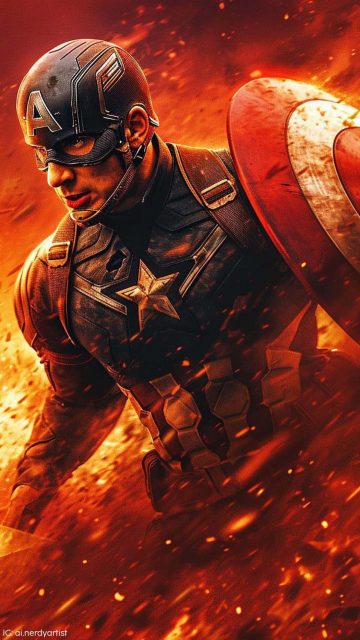 Captain America on Fire Wallpaper HD