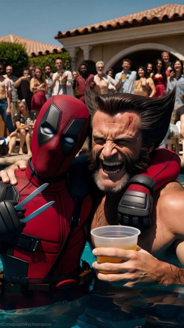 Deadpool and Wolverine Pool Party Wallpaper Wallpaper HD