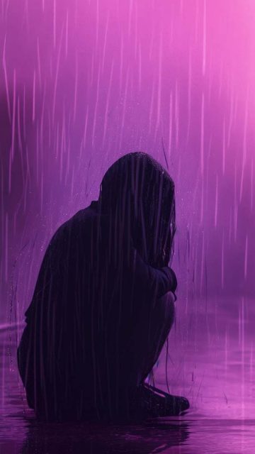 Girl crying in lofi rain Wallpaper HD