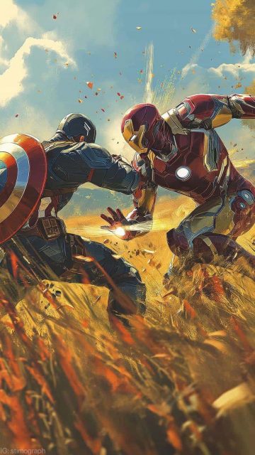 Iron Man and Captain America Fight Wallpaper HD