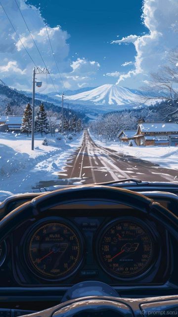 Snow Road Journey Wallpaper HD