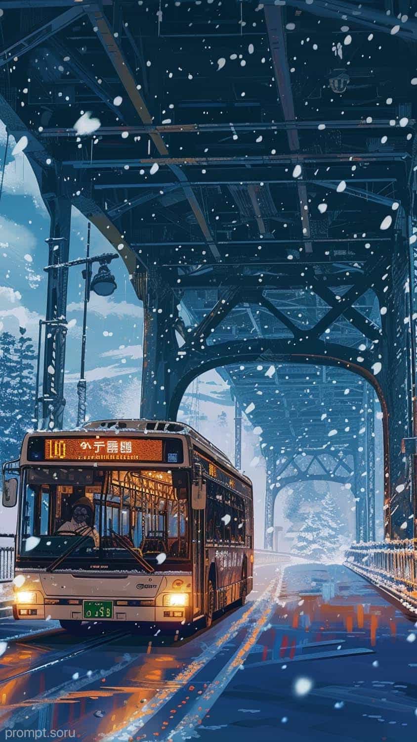 Snowfall Vibes Bus Ride Wallpaper HD